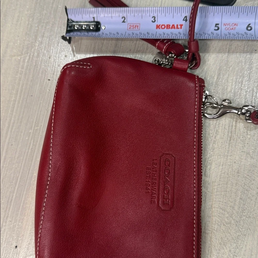 Vintage Y2K Coach Cherry🍒 Red Leatherwear Wristlet With Tassel- EUC